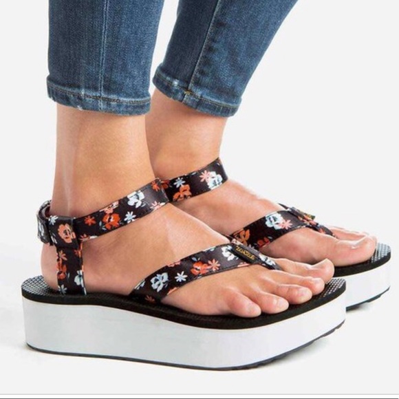Teva Shoes - TEVA Floral Print Platform Flip Flops